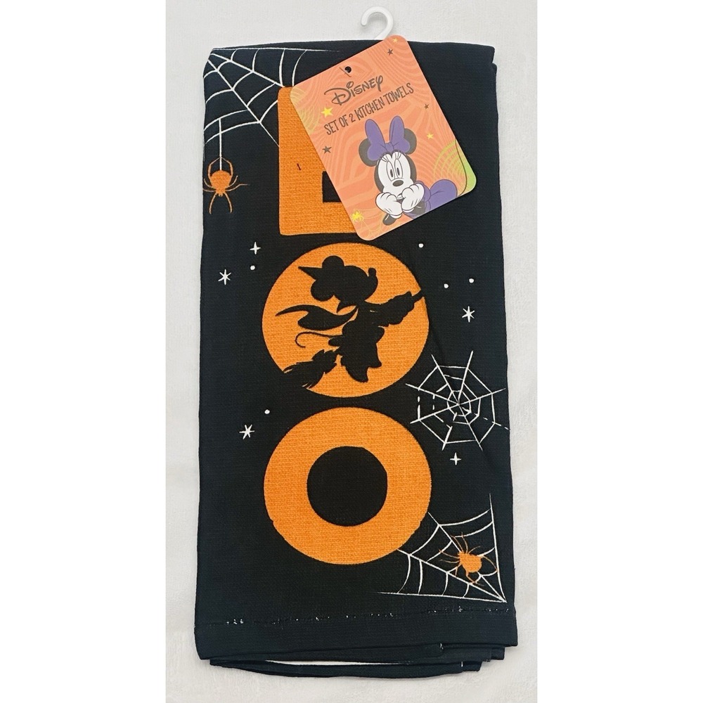 Disney Halloween Minnie Mouse Witch BOO Set of 2 Kitchen Towels 16x26 NEW 2025